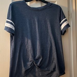 Blue shirt with front knot